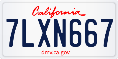 CA license plate 7LXN667