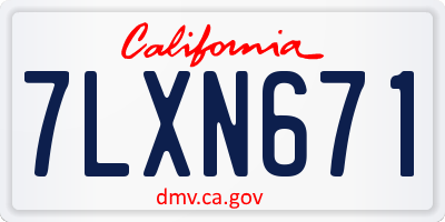 CA license plate 7LXN671