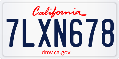 CA license plate 7LXN678