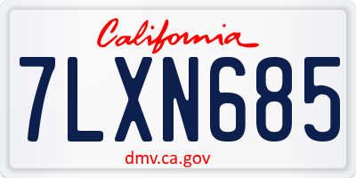 CA license plate 7LXN685