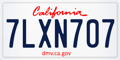 CA license plate 7LXN707
