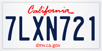 CA license plate 7LXN721