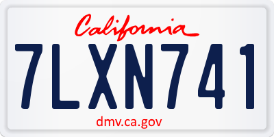CA license plate 7LXN741