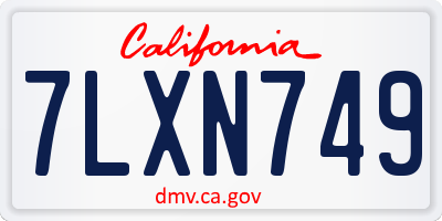 CA license plate 7LXN749