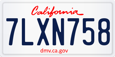 CA license plate 7LXN758