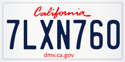 CA license plate 7LXN760
