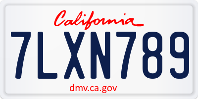 CA license plate 7LXN789
