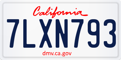 CA license plate 7LXN793