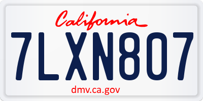 CA license plate 7LXN807