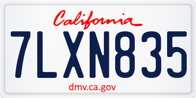 CA license plate 7LXN835