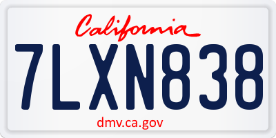 CA license plate 7LXN838