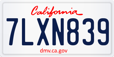 CA license plate 7LXN839
