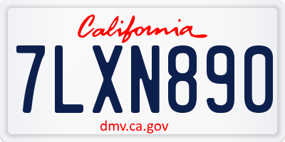 CA license plate 7LXN890
