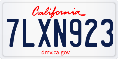 CA license plate 7LXN923