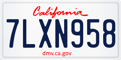 CA license plate 7LXN958