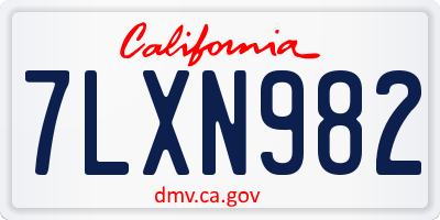 CA license plate 7LXN982