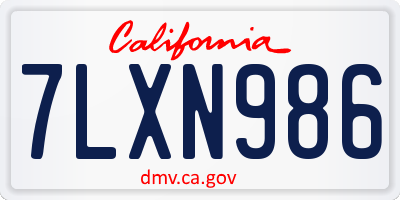 CA license plate 7LXN986