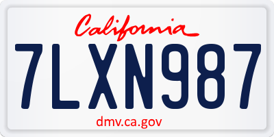 CA license plate 7LXN987