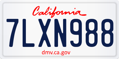 CA license plate 7LXN988