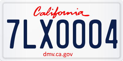 CA license plate 7LXO004