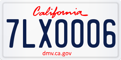 CA license plate 7LXO006