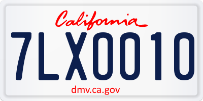 CA license plate 7LXO010