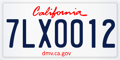 CA license plate 7LXO012