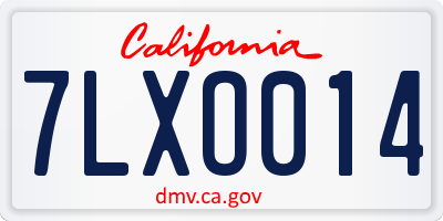 CA license plate 7LXO014