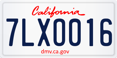 CA license plate 7LXO016