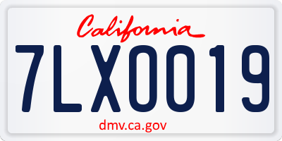 CA license plate 7LXO019