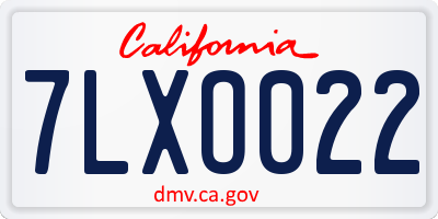 CA license plate 7LXO022