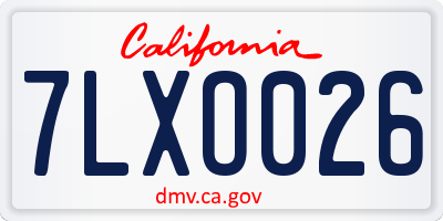CA license plate 7LXO026