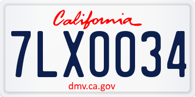 CA license plate 7LXO034