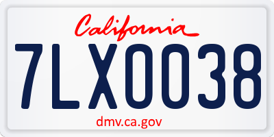 CA license plate 7LXO038