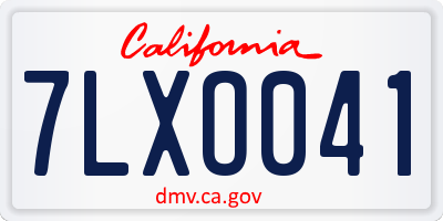 CA license plate 7LXO041
