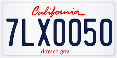 CA license plate 7LXO050