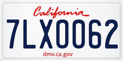 CA license plate 7LXO062