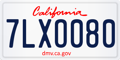 CA license plate 7LXO080