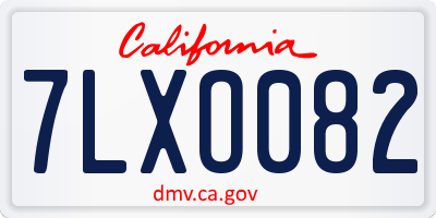 CA license plate 7LXO082