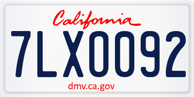 CA license plate 7LXO092
