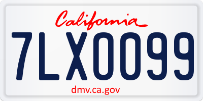 CA license plate 7LXO099