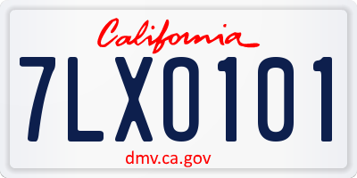 CA license plate 7LXO101