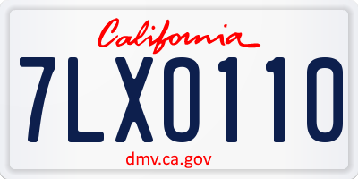 CA license plate 7LXO110