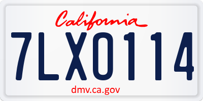 CA license plate 7LXO114