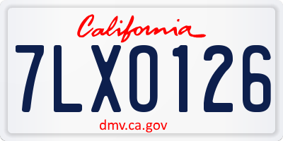 CA license plate 7LXO126