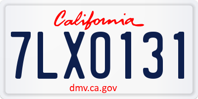 CA license plate 7LXO131