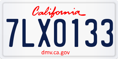 CA license plate 7LXO133