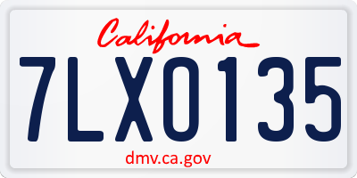 CA license plate 7LXO135