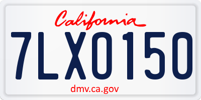 CA license plate 7LXO150