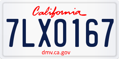 CA license plate 7LXO167
